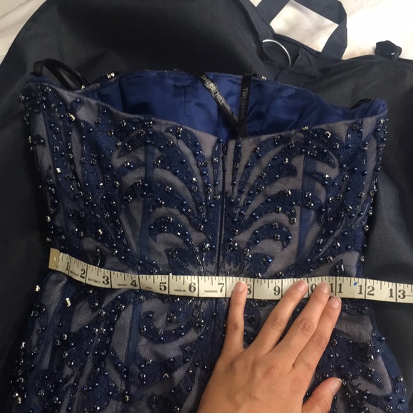 Sherri hill navy/nude beaded dress 21223 - Picture 5 of 6